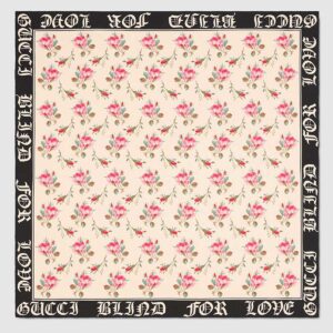 Gucci Women Gothic Blind For Love Print Silk Scarf Beige