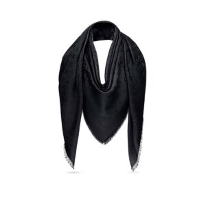 Louis Vuitton LV Unisex Monogram Shawl Scarf in Silk and Wool Black
