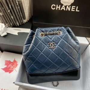 Chanel 94485 Black and Bleu Chain Retro Backpack