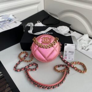 Chanel 19 Clutch With Chain Ridescent Calfskin Pink
