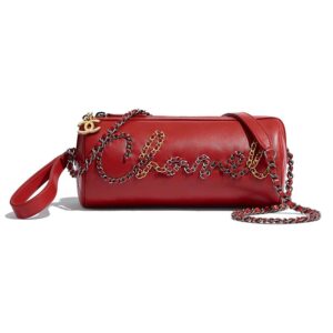 Chanel Women Bowling Bag in Calfskin Gold Silver Tone Metal