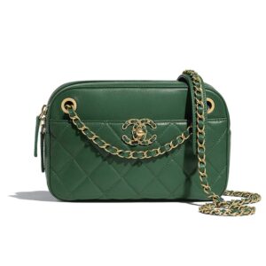 Chanel Women Camera Case in Lambsk in Leather-Green