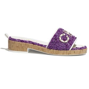 Chanel Women Mules Tweed Purple & Light Purple 2.5 cm Heel