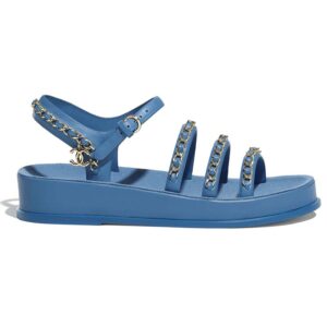 Chanel Women Sandals Calfskin Blue 5 mm Heel