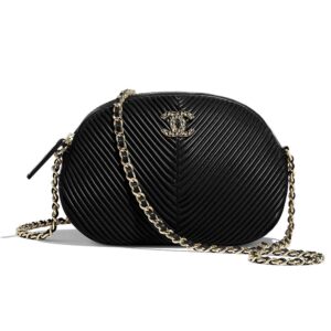 Chanel Women Small Camera Case in Lambskin Leather-Black