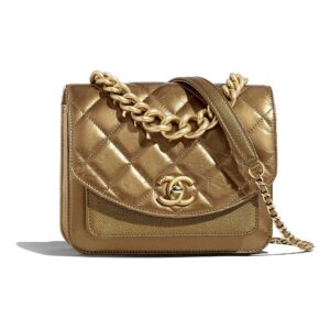 Chanel Women Small Flap Bag in Smooth Calfskin Leather-Gold