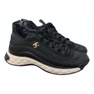 Chanel Women Sneakers in Velvet Calfskin & Mixed Fibers 1 cm Heel-Black