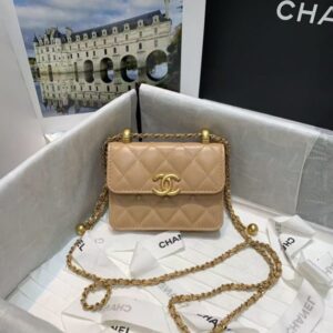 Chanel Chain Flap Coin Purse 81119 Apricot