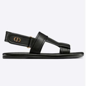 Dior Women Shoes Dior Ocean Sandal Black Lambskin CD Signature