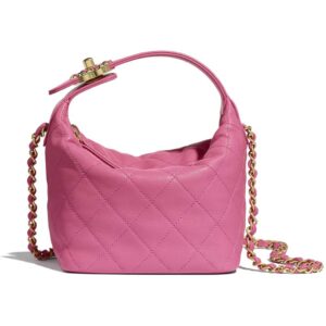 Chanel Women Small Hobo Bag in Lambskin Leather-Pink