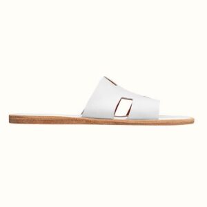 Hermes Unisex Izmir Sandal in Calfskin with Iconic “H”-White