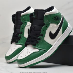 Jordan 1 Mid Beige Green Celtic White Green To