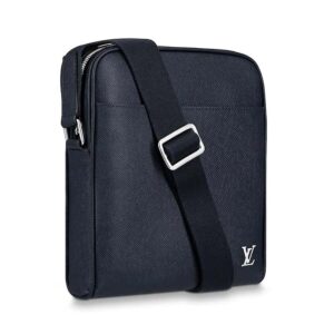 Louis Vuitton LV Men Alex Messenger Bag in Taiga Cowhide Leather-Black