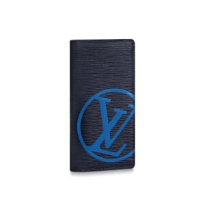 Louis Vuitton LV Unisex Brazza Wallet Cowhide Leather Blue