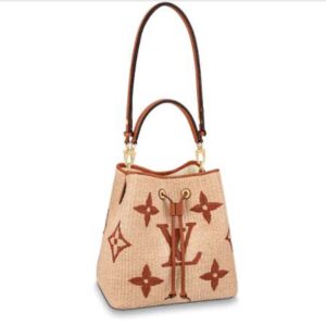 Louis Vuitton Unisex NéoNoé MM Bucket Bag Tan Sustainable Raffia-Like Woven Textile Cowhide