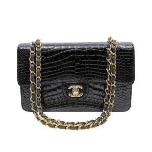 Chanel Medium Iconic Classic Single Flap Bag with Alligator Pattern
