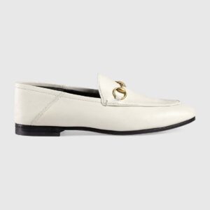Gucci Women Brixton Leather Horsebit Loafer-White