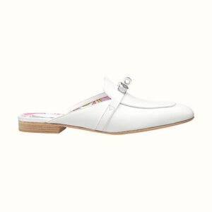 Hermes Women Oz Mule Goatskin “Brides De Gala Shadow”-White