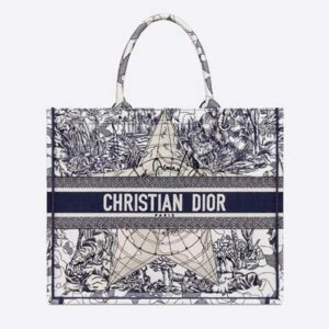DIOR Book Tote Blue Multicolor Dior Around the World Embroidery