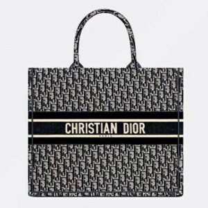 DIOR Book Tote Blue Dior Oblique Embroidery