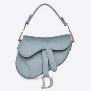 DIOR Mini Saddle Bag in Steel Gray Velvet