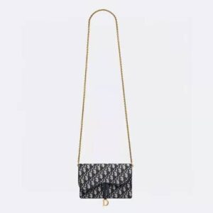 DIOR Saddle Pouch Blue Dior Oblique Jacquard ‘D’ Stirrup