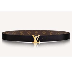 Louis Vuitton Unisex LV Initials 30 mm Reversible Belt Monogram Canvas Calf Leather Black